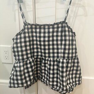 Love on a Hanger Black and White Gingham 100% Cotton Top, Large